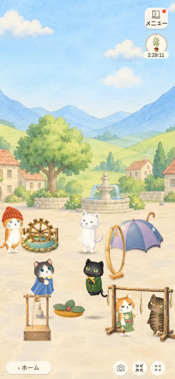 おへやにネコが遊びに来ている