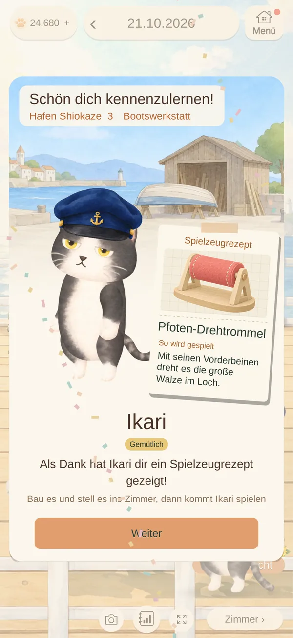 Eine Katze verrät eine Spielzeuganleitung