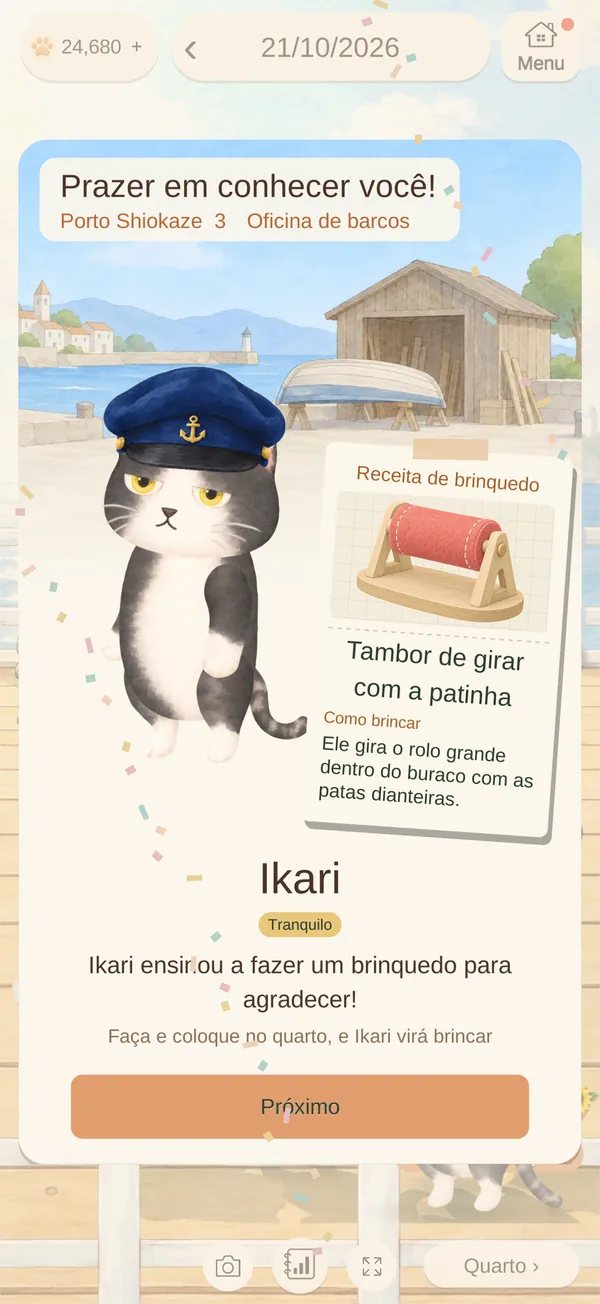 Um gato ensina a fazer um brinquedo